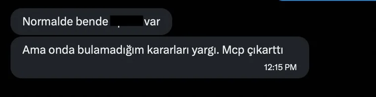 Kullanıcı mesajı: Onda bulamadığım kararları Yargı MCP çıkarttı